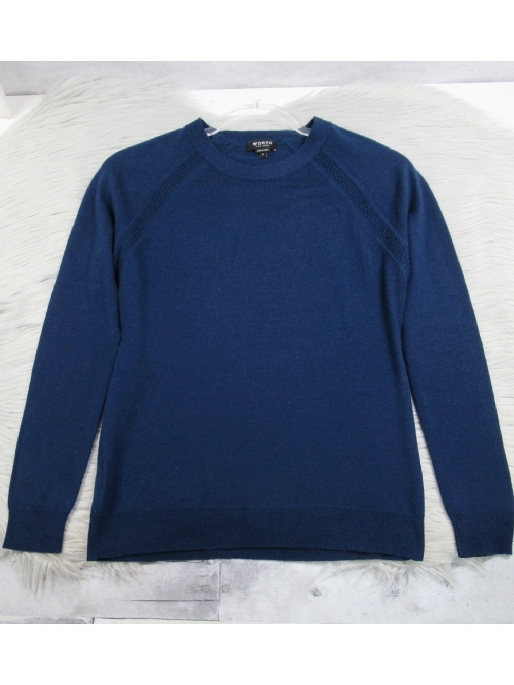 WORTH Wool Crewneck Knit Sweater Shirt in Blue - Size P / US Small